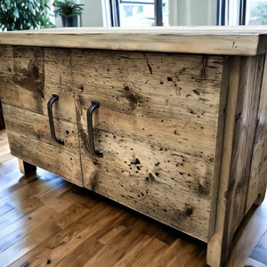 Coffee Table with doors / Lounge Table / TV Stand / tv Unit  -  Industrial , Vintage Style Using Reclaimed Scaffold Boards | THE WARSAW