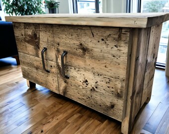 Coffee Table with doors / Lounge Table / TV Stand / tv Unit  -  Industrial , Vintage Style Using Reclaimed Scaffold Boards | THE WARSAW