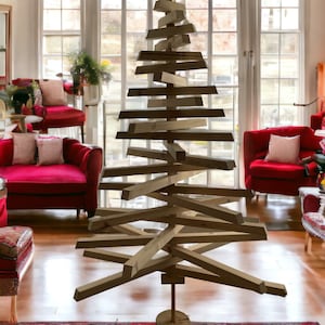 Arbre de Noël écologique de 5 pi | Décoration de Noël en bois de récupération | LE VERT