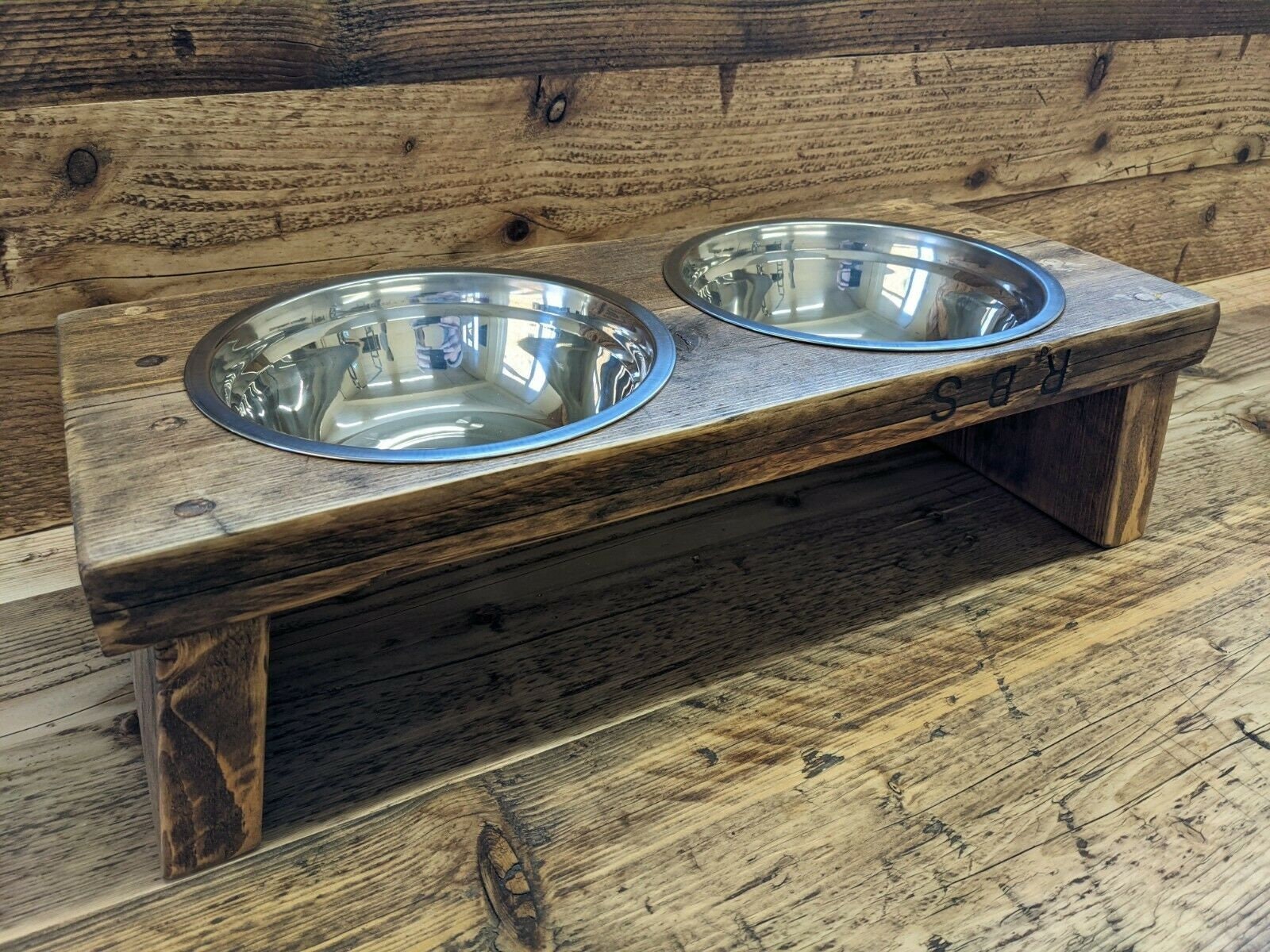 raised dog feeder wood