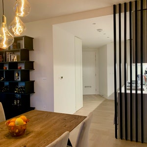 Painted Wooden Wall Partition | Room Divider | Floor To Ceiling Wooden Slats | THE BANNISTER