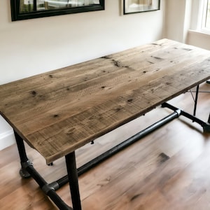 Dining Table, Custom Made Reclaimed Scaffold Boards, Rustic, Industrial, Pipe Tubes | THE BITTERNE