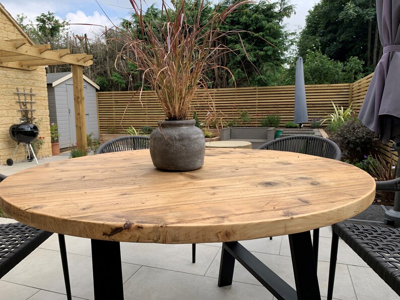 Outdoor Circular Round Table Custom Made Reclaimed Wood - Etsy