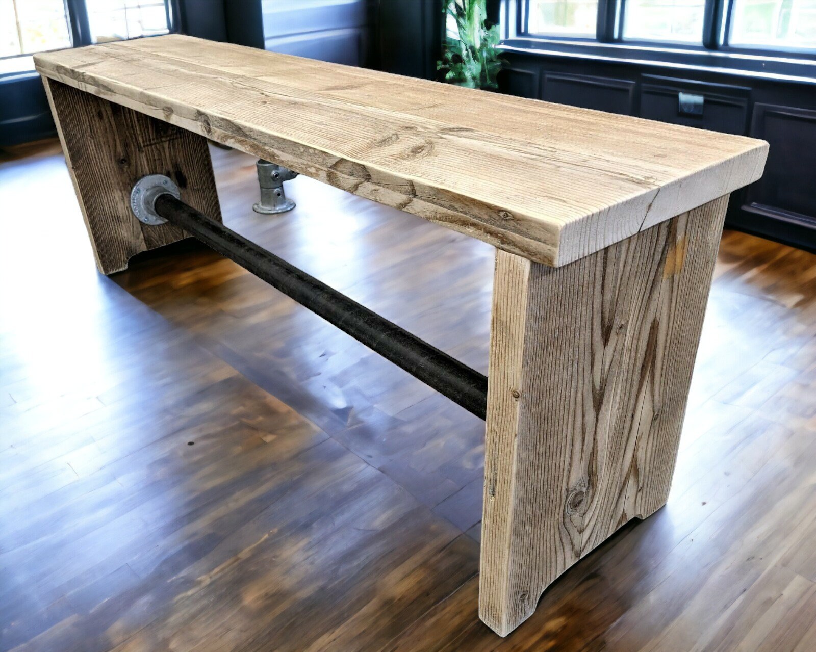Rustic Dining Table | Industrial Dining Bench Set | Reclaimed Wood ...