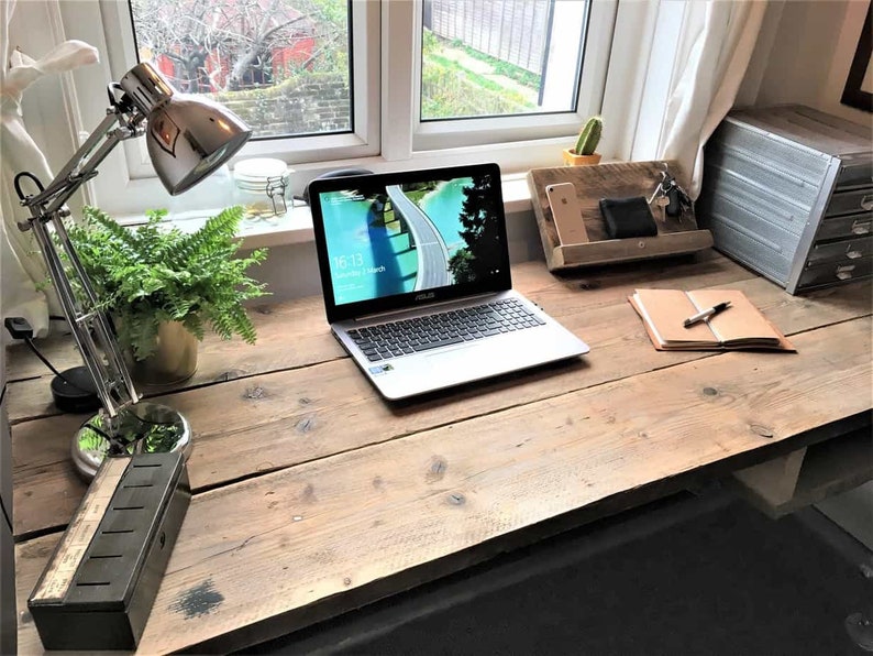 Ashwood Desk Rustic Desk Office Desk, Custom Made From Reclaimed Scaffold Boards For Rustic, Industrial Look THE ROBIN image 6
