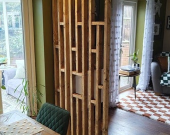 Wooden Wall Partition With Shelves | Room Divider With Shelves | THE BENJAMIN