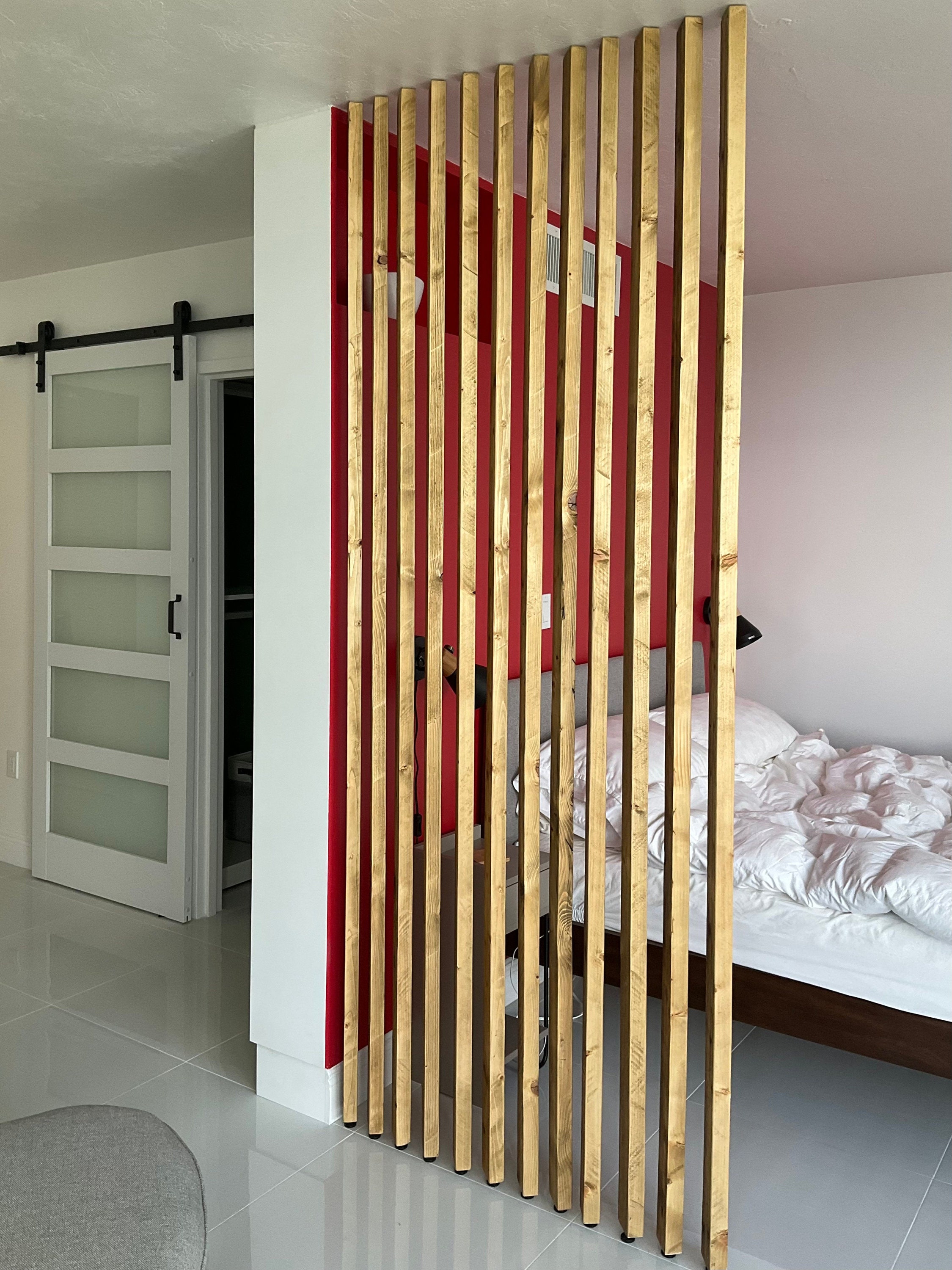 Wood Slat Room Divider  Wood slats, Wood slat wall, Room divider