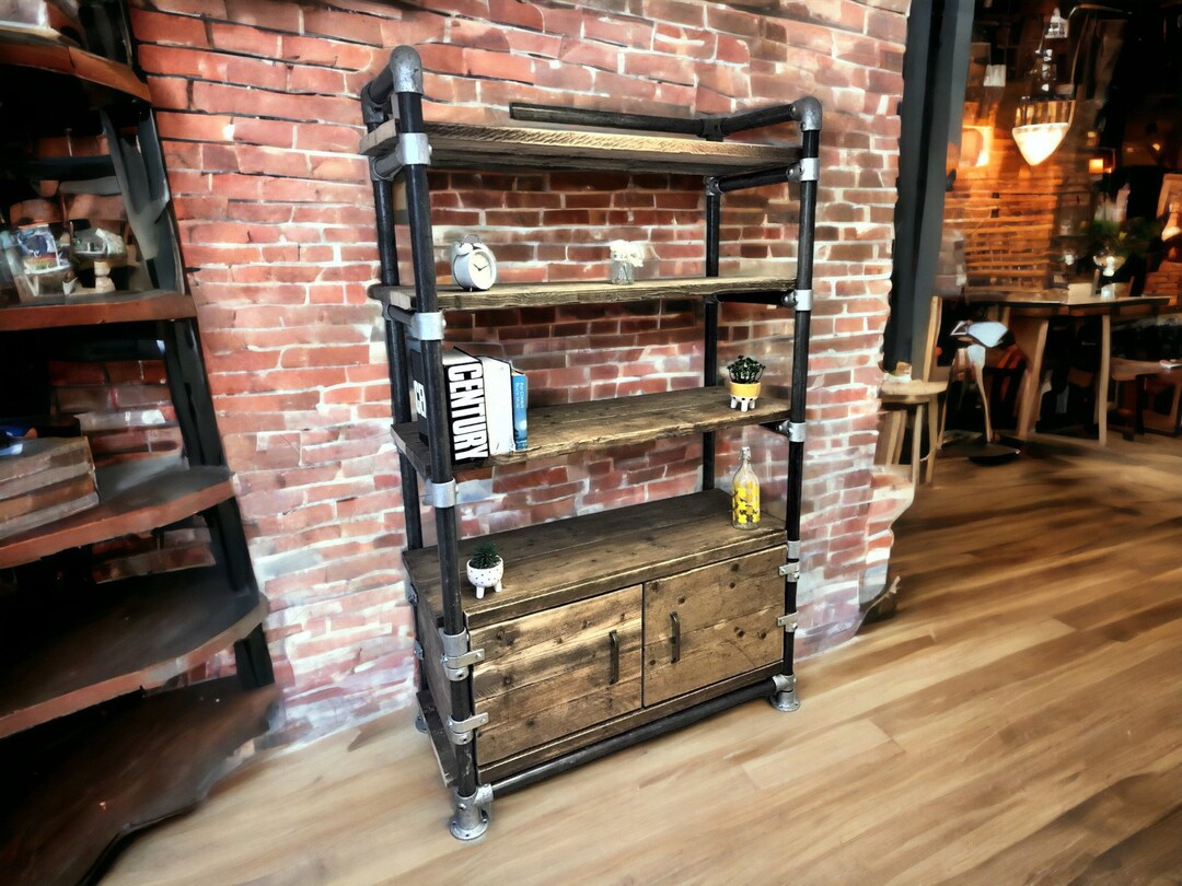 Shelving Unit, Cupboard Office Storage Unit Using Reclaimed Wooden