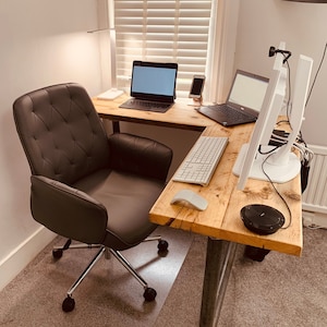 Corner Office Desk Two Board, Custom Made Corner Desk Reclaimed Scaffold Boards Tubes, Rustic Desk, Industrial Look ND THE LORDSWOOD image 1