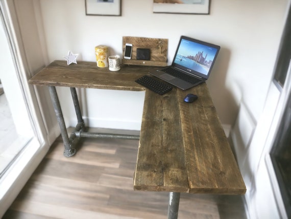 Corner Office Desk Two Board Custom Made From Reclaimed Scaffold