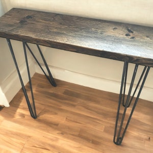 RUSTIC CONSOLE TABLE – Handmade Reclaimed Wood Entryway Table, Narrow Hallway Table With Hairpin Legs - Console Table For Home Décor
