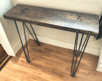 Rustic Console Table – Handmade Reclaimed Wood Entryway Table, Narrow Hallway Table Hairpin Legs Console Table For Home Décor | THE HOVE