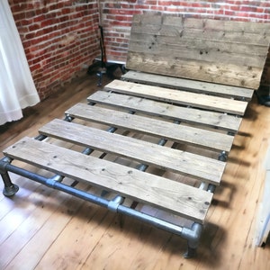 Scaffold Bed Using Recycled Reclaimed Industrial Steel And Scaffold Board Wood | THE DOUGLAS