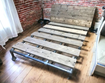 Scaffold Bed Using Recycled Reclaimed Industrial Steel And Scaffold Board Wood | THE DOUGLAS