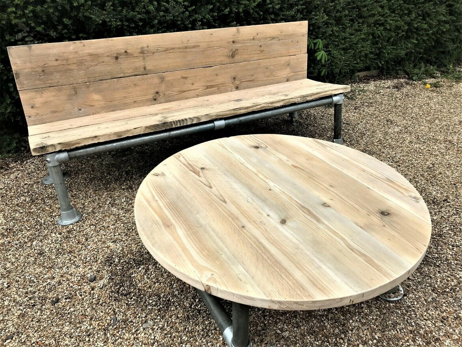 Outdoor Circular Round Coffee Table Reclaimed Wood Garden Use Etsy