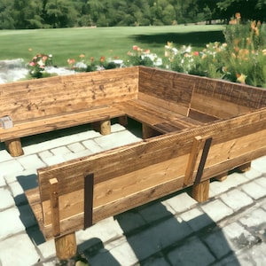 Outdoor U-Shape Garden Bench Sofa | Reclaimed Scaffold Board |  THE PADDINGTON