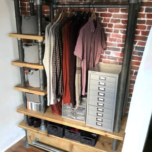 Industrial Open Wardrobe with Drawers | Reclaimed Scaffolding| THE TALLINN