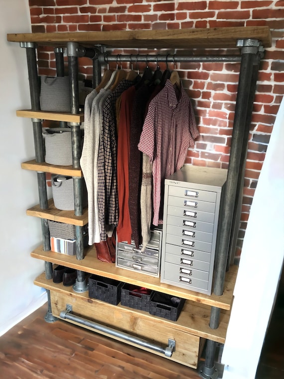 Industrielle Offene Garderobe mit Schubladen | Altes Gerüst| DIE TALLINN
