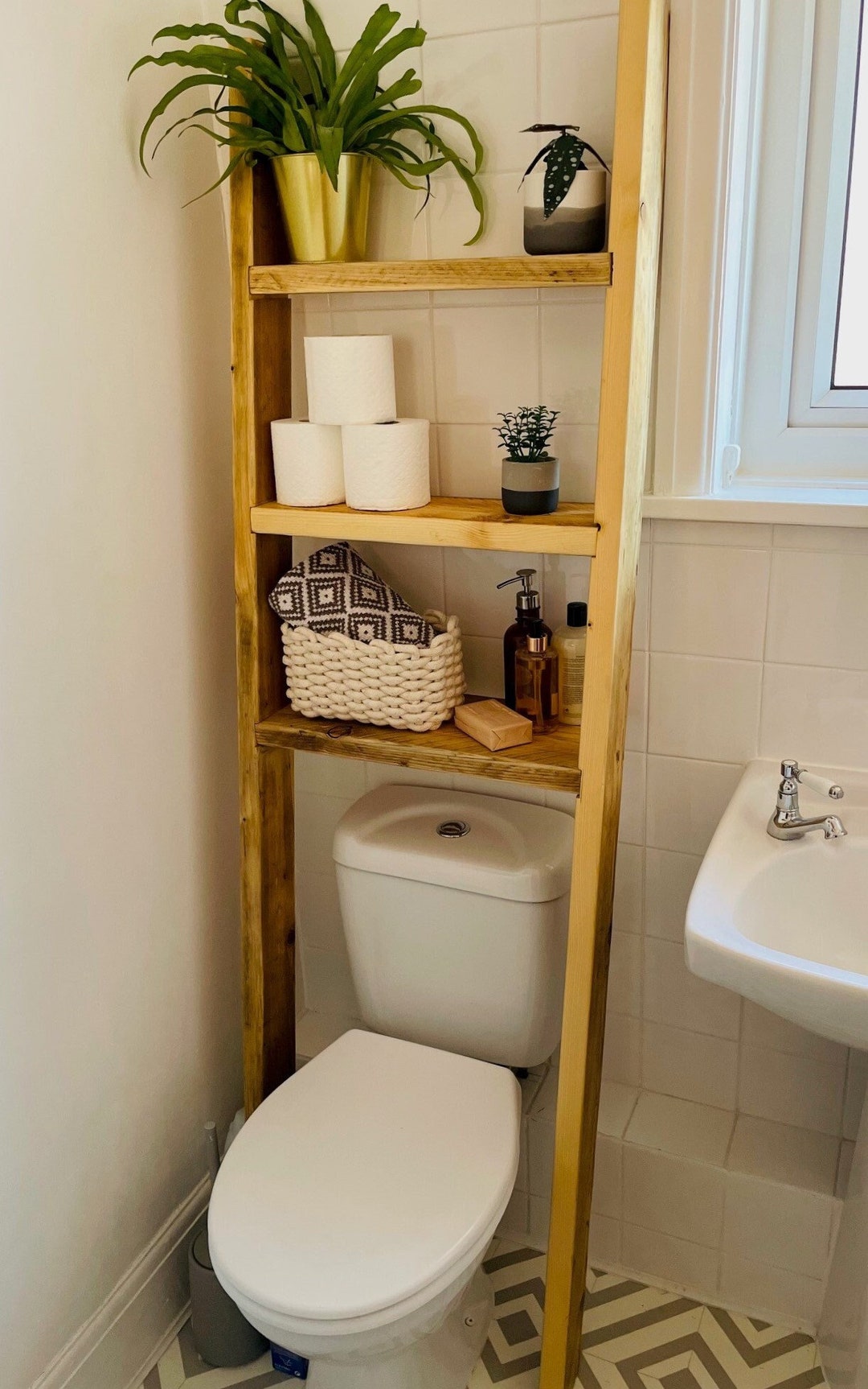 Bathroom Ladder Shelf Rustic Shelving Reclaimed Wood - Etsy