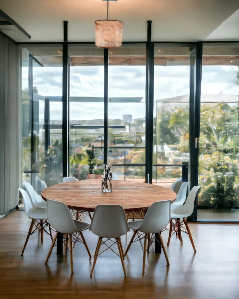 Circular Round Table, Custom Made Reclaimed Scaffold Boards Industrial Frame Legs THE STOCKWOOD image 3