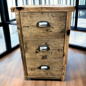 Bedside Table - 3 Drawer Office Storage Unit - Using Reclaimed Wooden Scaffold Boards | THE BEVENDEAN