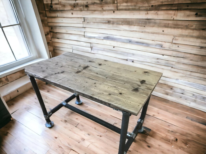 Ashwood Desk Rustic Desk Office Desk, Custom Made From Reclaimed Scaffold Boards For Rustic, Industrial Look THE ROBIN image 2