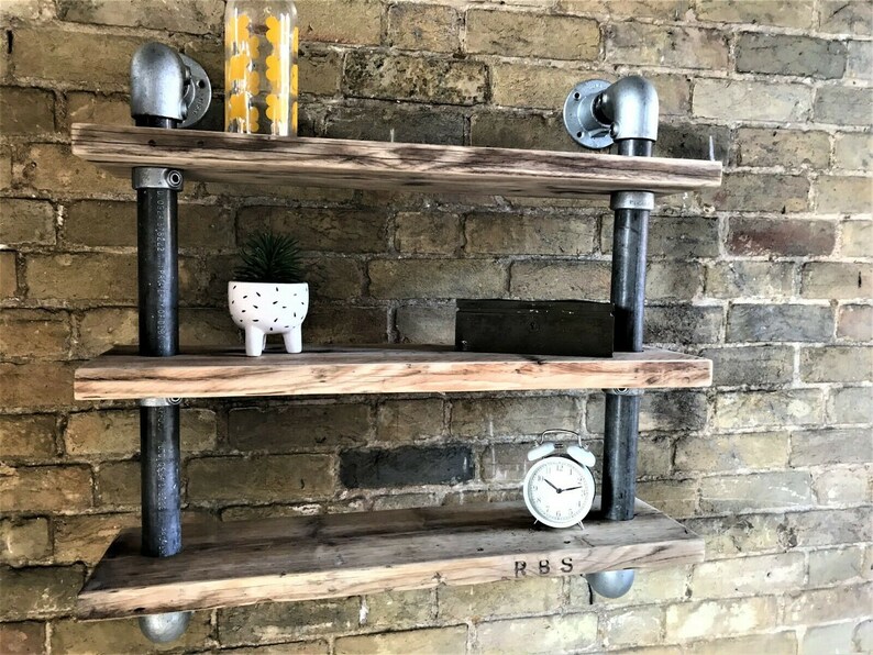 Wall Mounted Shelving Scaffold Board Tube Shelf Shelving. Etsy UK