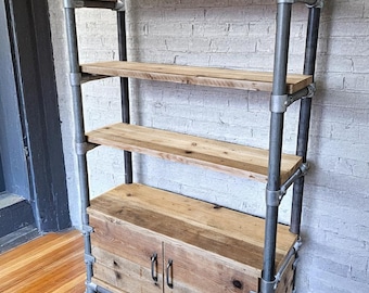 Shelving unit, Cupboard - Office Storage Unit - Using Reclaimed Wooden Scaffold Boards | THE ROTTERDAM