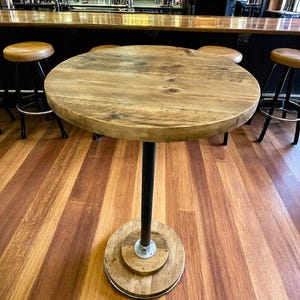 Rustic Poseur Table | Reclaimed Bar Table | Sustainably Sourced Wood | Rustic Poseur Table with Reclaimed Scaffold Tube | THE ZURICH