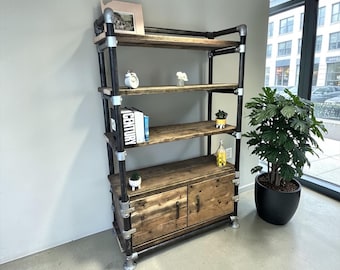 Industrial Shelving unit, Cupboard - Office Storage Unit - Reclaimed Real Wood Scaffold Boards | THE MINSK