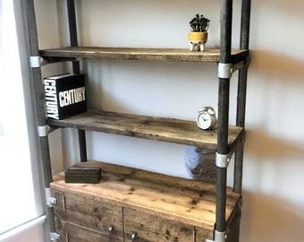 Industrial Shelving unit, Cupboard - Office Storage Unit - Reclaimed Real Wood Scaffold Boards | THE MINSK