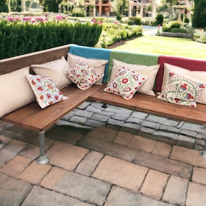 Outdoor Garden Corner Bench Sofa Scaffold board