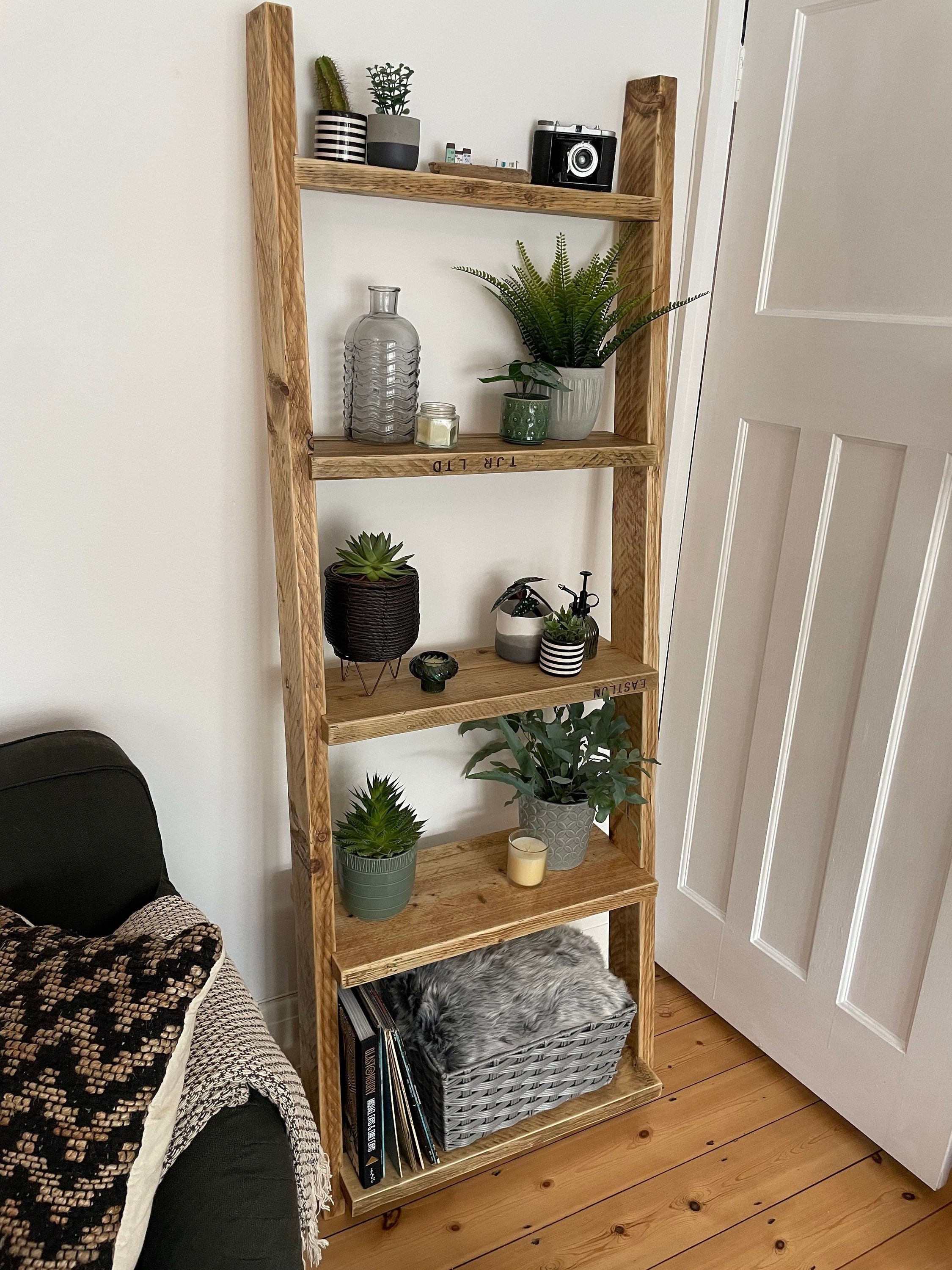 Oak ladder shelf with cupboard deals