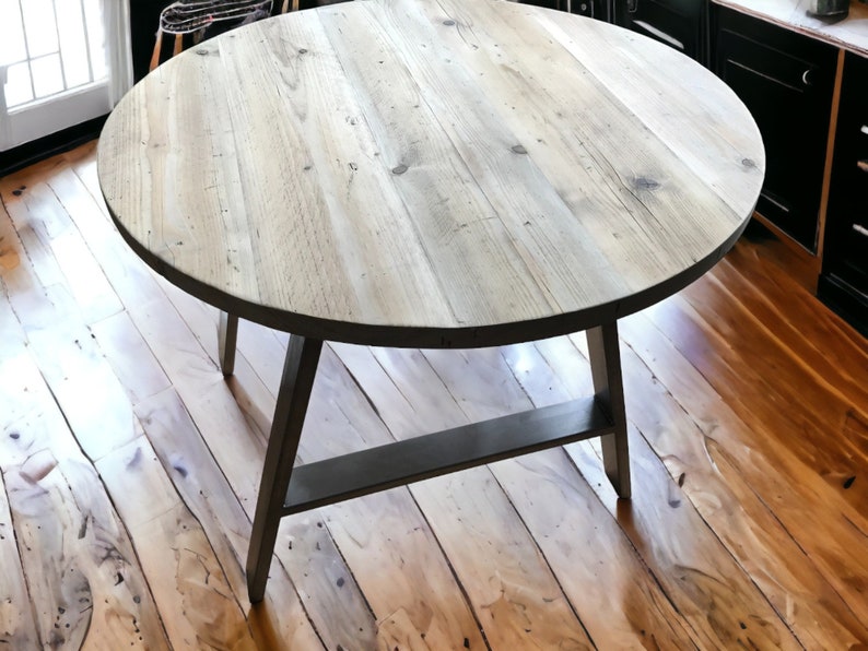 Circular Round Table, Custom Made Reclaimed Scaffold Boards Industrial Frame Legs THE STOCKWOOD image 2