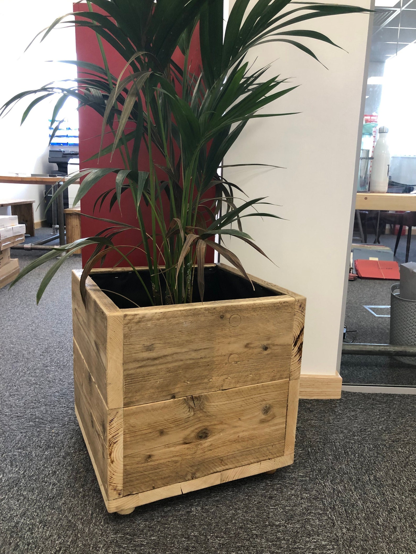 Outdoor Reclaimed Wooden Planter | Square Garden Planter | Office ...