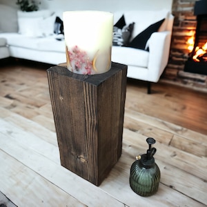 Chunky WOOD CANDLE BLOCK - Rustic Candle Holder - Solid Wood Display Stand - Reclaimed Wood Décor - Handcrafted Home Accent