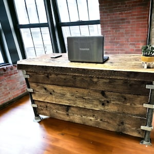 Rustic Desk - Office Desk, Custom Made From Reclaimed Scaffold Boards with 3 Privacy Panels And Edging | THE KINGSWOOD