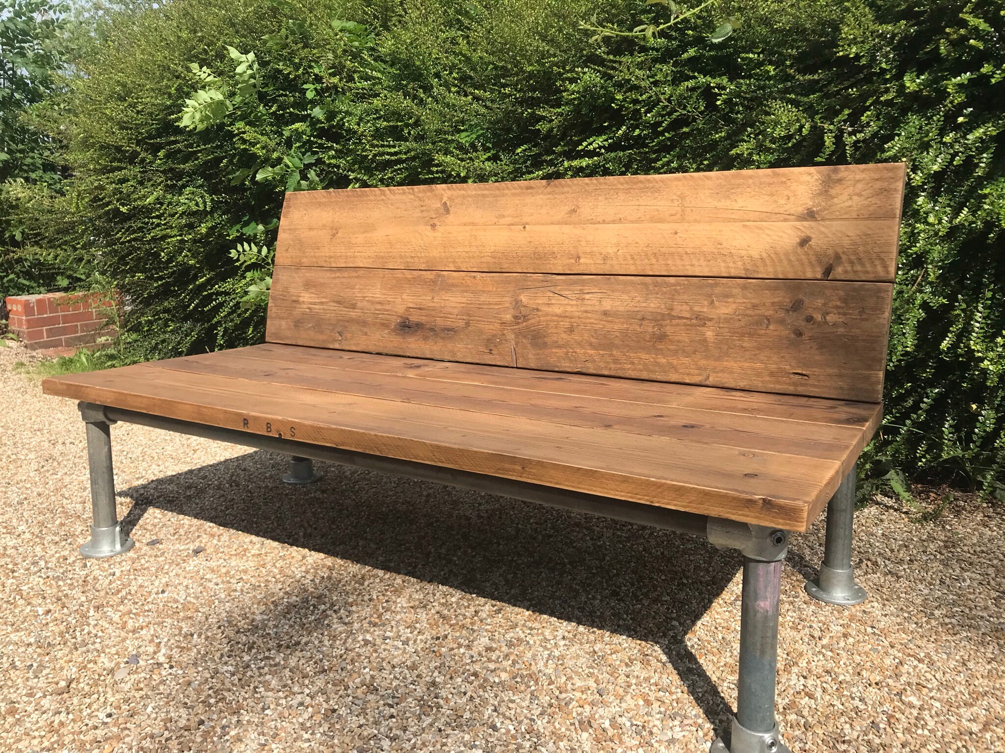 Reclaimed Scaffold Board Steel Bench With Back Gibbs Furniture Gibbs