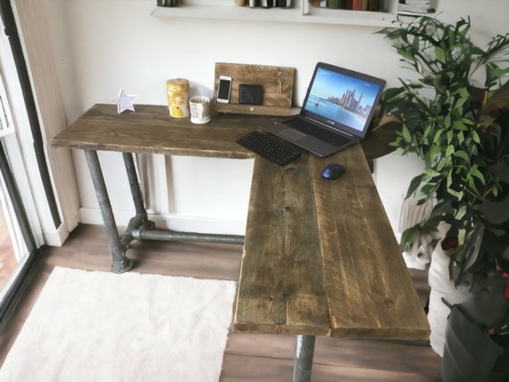 Corner Office Desk Two Board, Custom Made Corner Desk From Reclaimed  Scaffold Boards and Scaffold Tubes,rustic Desk, Industrial Look ND 