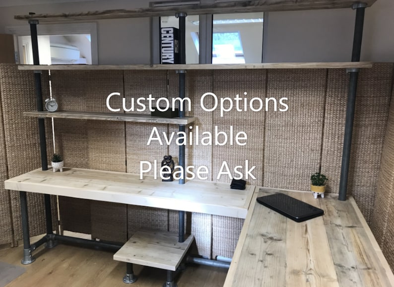 Integrated Office Desk With Hanging Drawer Custom Etsy