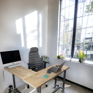 Corner Office Desk Two Board, Custom Made Corner Desk Reclaimed Scaffold Boards Tubes, Rustic Desk, Industrial Look ND THE LORDSWOOD image 4