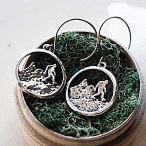 Bigfoot Earrings / Sasquatch in the Mountains Earrings / Bigfoot Jewelry.