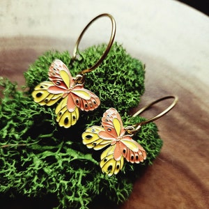 Yellow and Orange Butterfly Earrings.