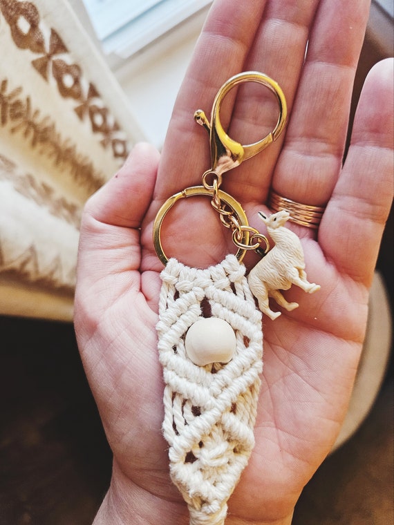 Macrame Keychain With Animal Charm – Boho Style Car Accessory - Etsy