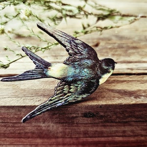 Swallow Bird Brooch, Bird Pin, Blue Bird Brooch, Bird Pin-Back Brooch.