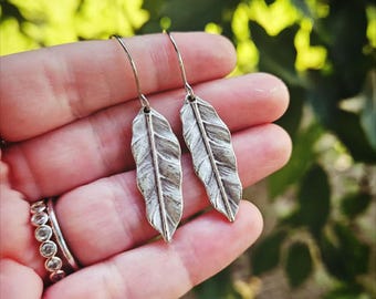 Silver Leaf Earrings, Woodland Jewelry, Nature Lover Gift.