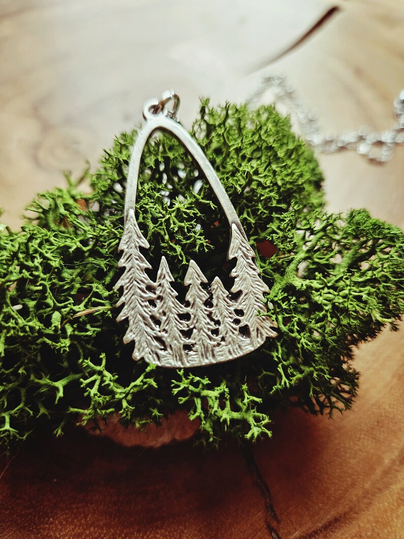 Tree Necklace, Forest Pendant, Silver Pine Tree Necklace, Silver Tree Necklace, Botanical