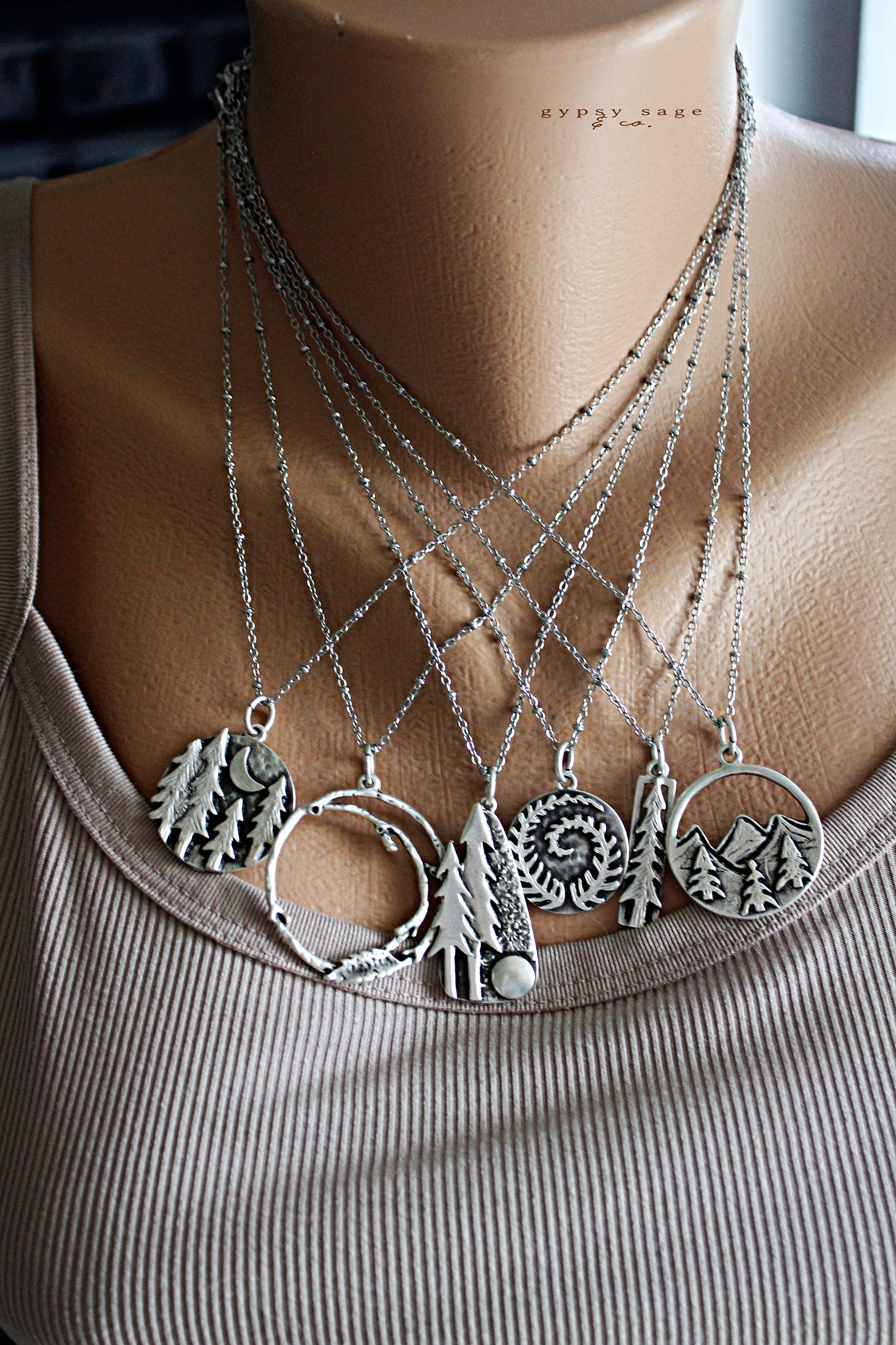 ★MIDNIGHT MOMENT.★ forest necklace Midnight Forest Necklace, Moon Forest, Nature Jewelry, Tree
