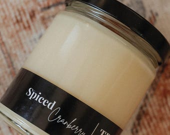 9 ounce Spiced Cranberry 100% Soy Candle (wooden wick) TBrookeCandles