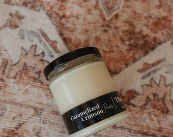 9 ounce Caramelized Crimson Pear 100% Soy Candle (wooden wick) TBrookeCandles